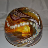 Amber Brown and White "Journey"  Round Vase