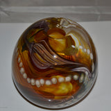 Amber Brown and White "Journey"  Round Vase