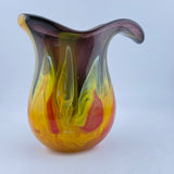 “Fire” Yellow, Red and Black Oval Vase / Jug