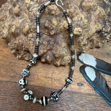 “Magpie” Glass Bead and Silver Necklace ii 43 cm