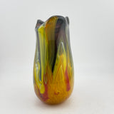 “Fire” Yellow, Red and Black Oval Vase / Jug