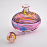 "Sunset"  Oval Scent Bottle with Heavy Clear Glass Base