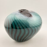 Teal, Black and White Oval Vase