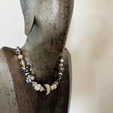“Magpie” Glass Bead and Silver Necklace iii 42cm