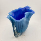 Blue and Turquoise Striped “Clam” vase