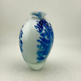 Blue and White Oval Flask