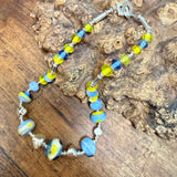 “Bluetit” Glass Bead and Silver Necklace iii 45cm