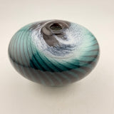 Teal, Black and White Oval Vase