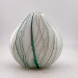 Teal and White Oval "Quietly” Vase ii