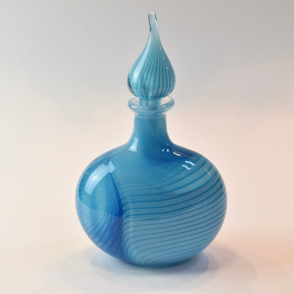 Turquoise Striped Oval Stoppered Flask (too big to call a scent bottle!)