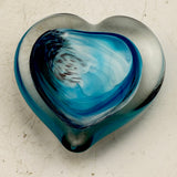 Turquoise and Black Heart Paperweight
