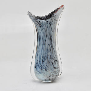 Small Pale Blue, Red and Black "Fishtail" Vase