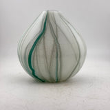 Teal and White Oval "Quietly” Vase ii