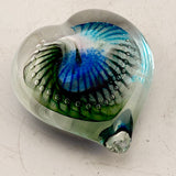 Blue, Green and White Heart Paperweight