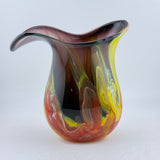 “Fire” Yellow, Red and Black Oval Vase / Jug