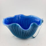Blue and Turquoise Striped “Clam” vase