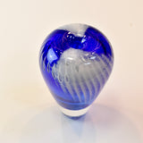 Blue  "Bubbles" Bud Vase With Heavy Clear Glass Base