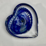 Blue and White Heart Paperweight v