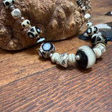 “Magpie” Glass Bead and Silver Necklace iii 42cm