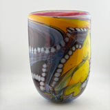 Pink, Yellow, Black and White “Journey from Rotherhithe” Large Oval Vase