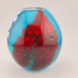 Turquoise, Red and White Egg Shaped Vase