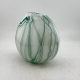 Teal and White Oval "Quietly” Vase
