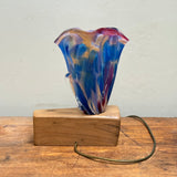 “Trumpet Flower”  Table Lamp on Carved Base