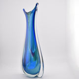 Tall Turquoise and Blue "Fishtail" Vase (with a tiny bit of lilac!)