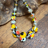 “Kingfisher Eye” Glass Bead and Silver Necklace 46cm