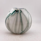 Teal and White Oval "Quietly” Vase