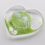 Green and White Heart Paperweight