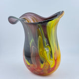 “Fire” Yellow, Red and Black Oval Vase / Jug