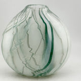 Teal and White Oval "Quietly” Vase iii