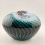 Teal, Black and White Oval Vase