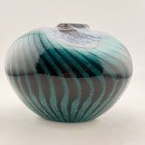 Teal, Black and White Oval Vase