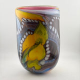 Pink, Yellow, Black and White “Journey from Rotherhithe” Large Oval Vase