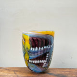 Pink, Yellow, Black and White “Journey from Rotherhithe” Large Oval Vase
