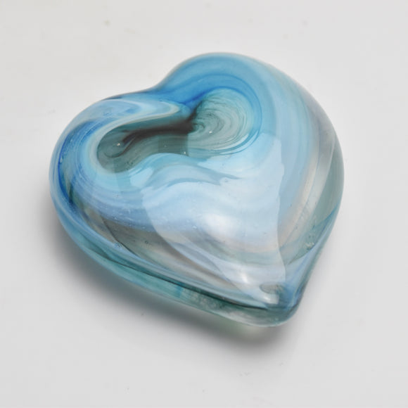 Turquoise and White Heart Paperweight vi