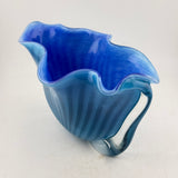 Blue and Turquoise Striped “Clam” vase