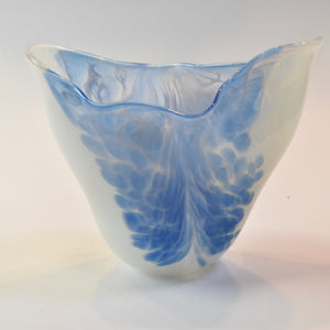 Blue and White Oval Freeform Vase