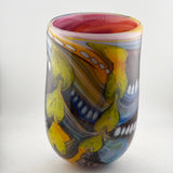 Pink, Yellow, Black and White “Journey from Rotherhithe” Large Oval Vase