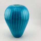 Turquoise Striped Ginger Jar Shaped Vase