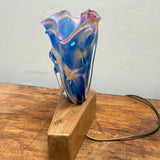 “Trumpet Flower”  Table Lamp on Carved Base