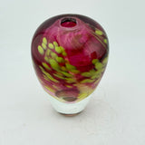 Pink and Green Floral Ginger Jar with Heavy Clear Glass Base