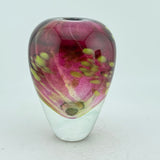 Pink and Green Floral Ginger Jar with Heavy Clear Glass Base
