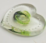 Green and White Heart Paperweight xiv