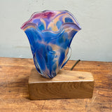 “Trumpet Flower”  Table Lamp on Carved Base