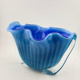 Blue and Turquoise Striped “Clam” vase