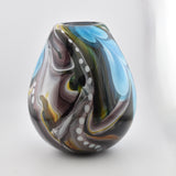 Amber, Black, Turquoise and White Egg Shaped "Journey"  Vase