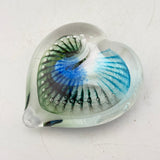Blue, Green and White Heart Paperweight
